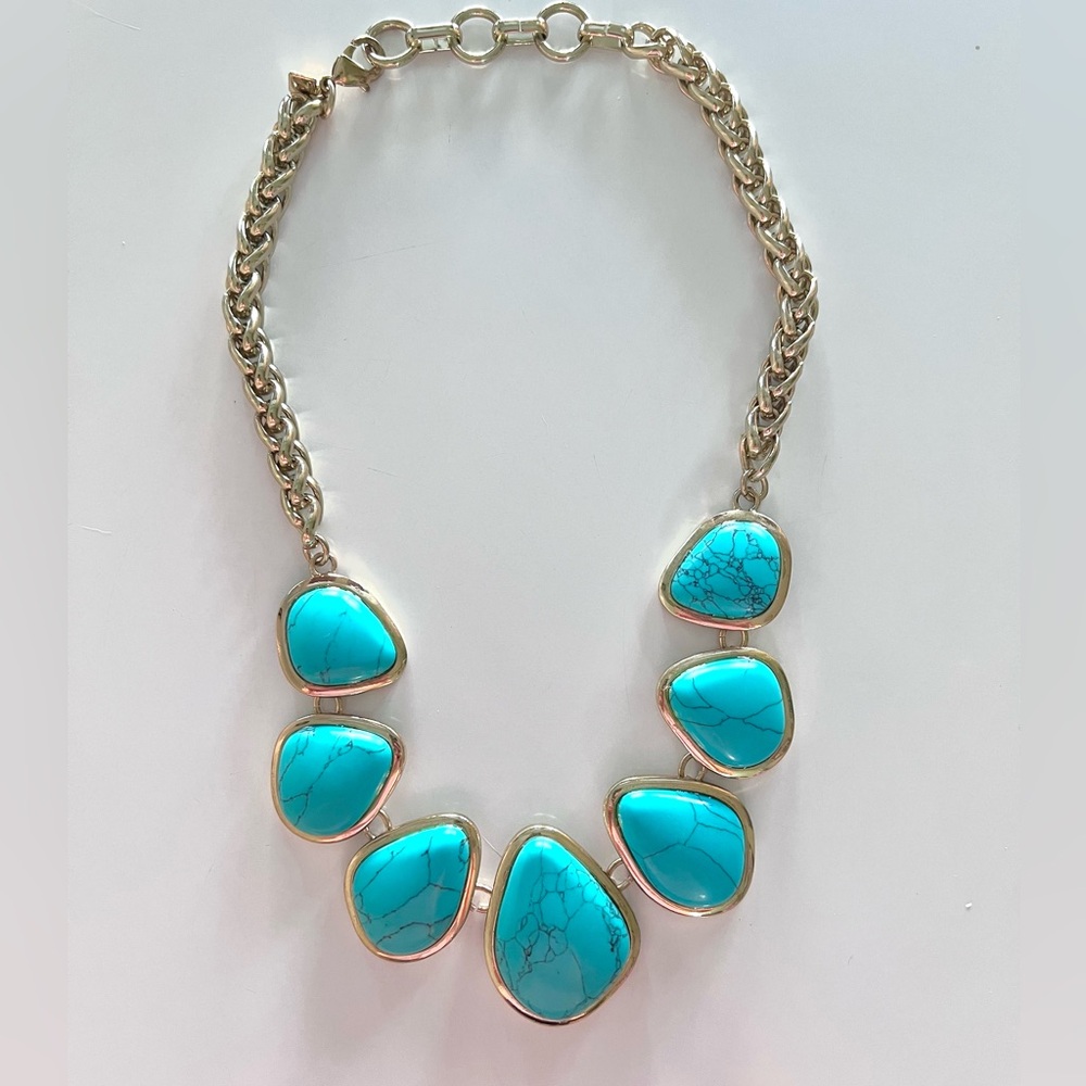 Banana Republic turquoise gold statement necklace